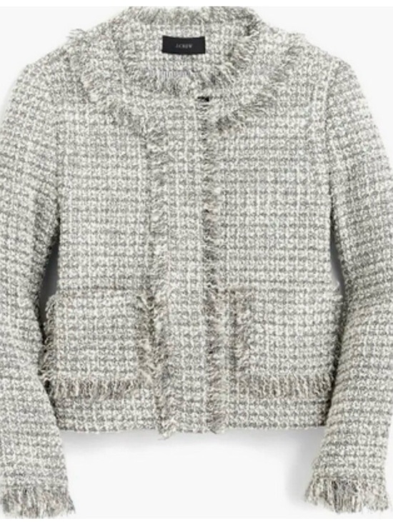 J. Crew Jackets & Blazers - J. Crew Olympia Lady Jacket Metallic Tweed Fringe Trim Size 0